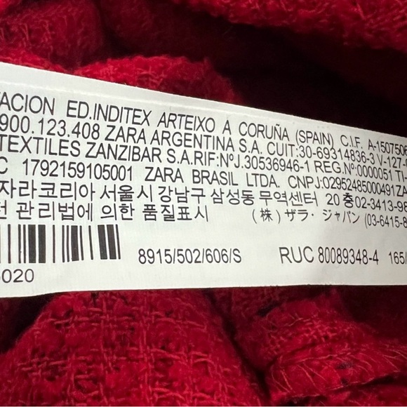 ZARA Textured Weave Blazer Dress Burgundy Red Gold Size S - Picture 14 of 16